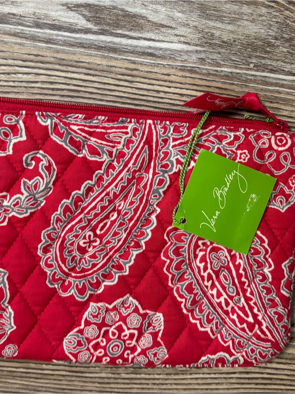 Vera Bradley Red Quilted Paisley Wristlet Pouch